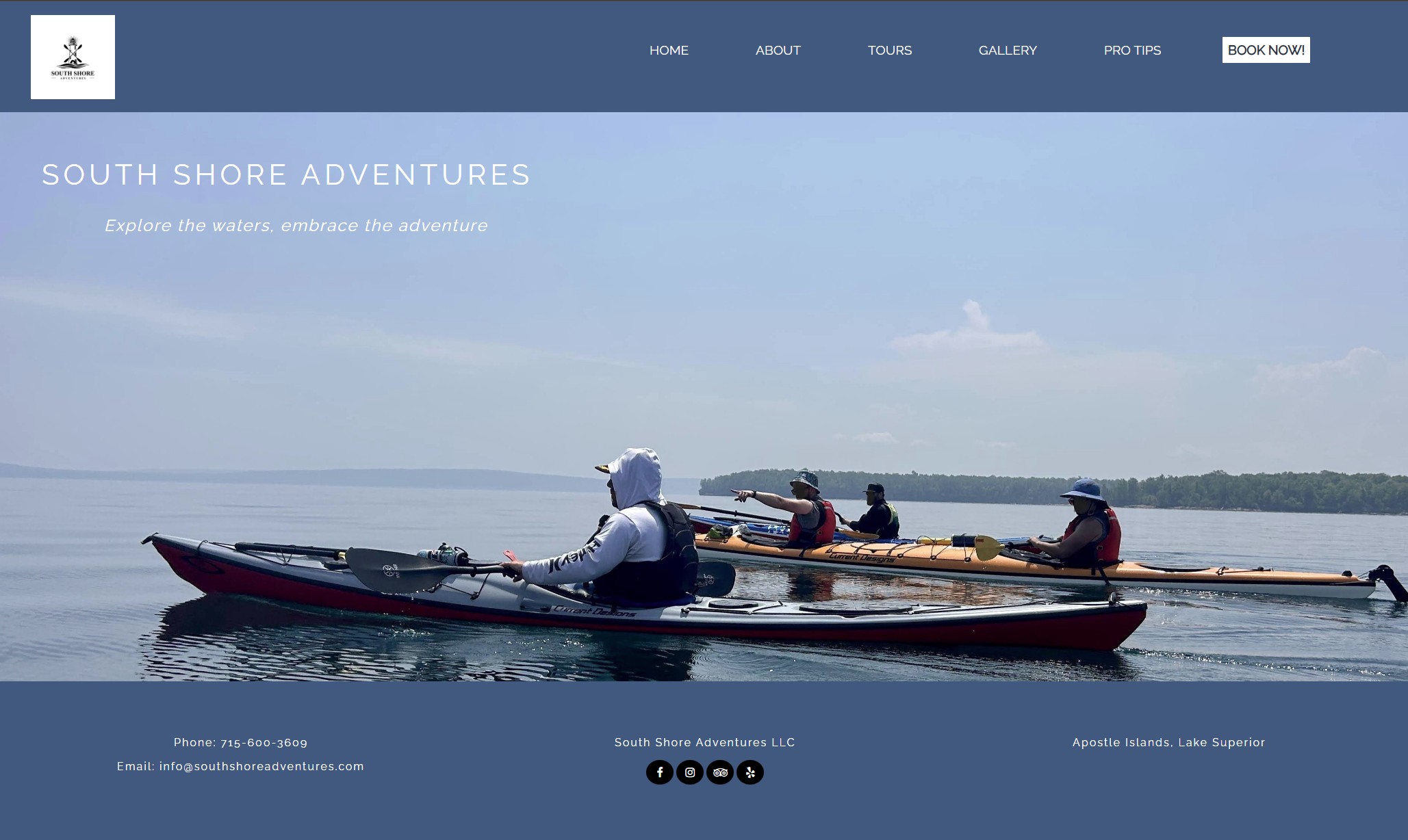 South Shore Adventures Website Screenshot